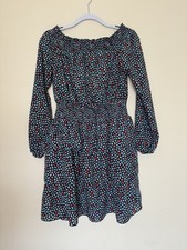 Michael Kors MK Off Shoulder Smocked Waist Tiered Ruffled Boho Mini Dress Sz L
