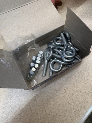 (100) Eyebolts w/ Nut Zinc Plated 1/4'' -20 X 1'' Overall Length 2'' Made In U.S.A.
