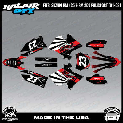 Graphics Kit for SUZUKI RM125 250 2001-08 POLISPORT RESTYLE FH-red