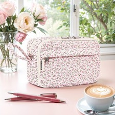 Quilted Pencil Pouch for Girls Women, Large Pencil Case Pouch with Compartmen...