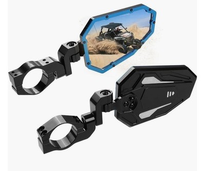  Kemimoto Billet Aluminum UTV Side View Mirrors, Fits 1.75''-2'' Roll Bar Black