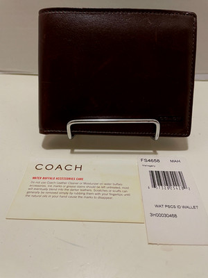 NWT Men's Coach Water Buffalo Leather Bifold Wallet #4658