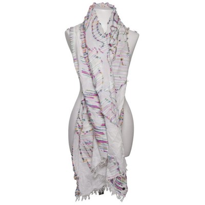 Sommerschal, Damen, Weiß/Mehrfarbig, Streifen, 200 cm, 68 #cVs
