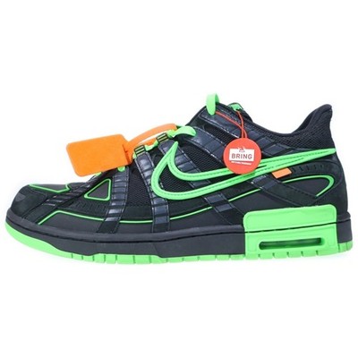 NIKE XOFF-WHITE AIR RUBBER DUNK LOW GREEN STRIKE OFF-WHITE CUT SNEAKERS Used e17