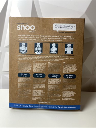 NEW Happiest Baby Snoo Sack Large 4-6 Months Grey Space/Moon - Swaddle - Afbeelding 2 van 2