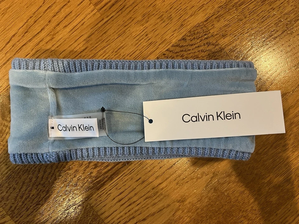 Diadema de invierno tejida para mujer Calvin Klein azul en polvo talla única nueva con etiquetas Foto 4 de 4