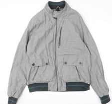 Giubbotto Bomber Zara Uomo Grigio Check XL Regolare Misto Cotone