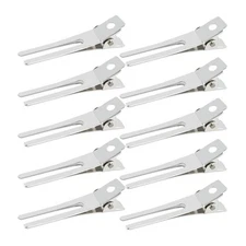 50pcs Hairdressing Double Prong Curl Clips, Wobe 1.8" Setting Section Silver 