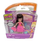 2011 Polly Pocket Lila Doll, Mattel Asst. X1504, X1506 - Pink Dress, Handbag