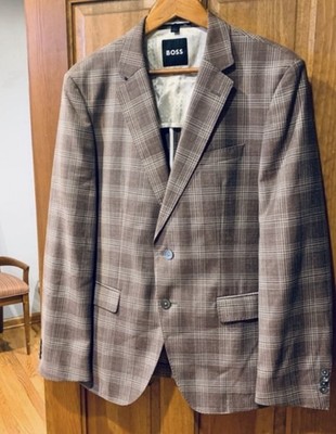 42R HUGO BOSS HUDSON Plaid Virgin Wool Sport Coat