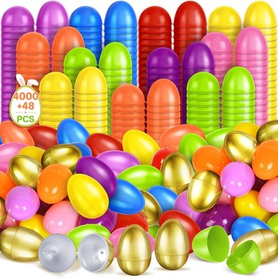 Shemira 4000 PCS 2.3 inch Plastic Easter Eggs plus 48 Golden Multi-colored