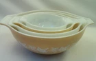 Vtg Pyrex Sandalwood Cinderella Ivy 4 piece set 441/442/443/444