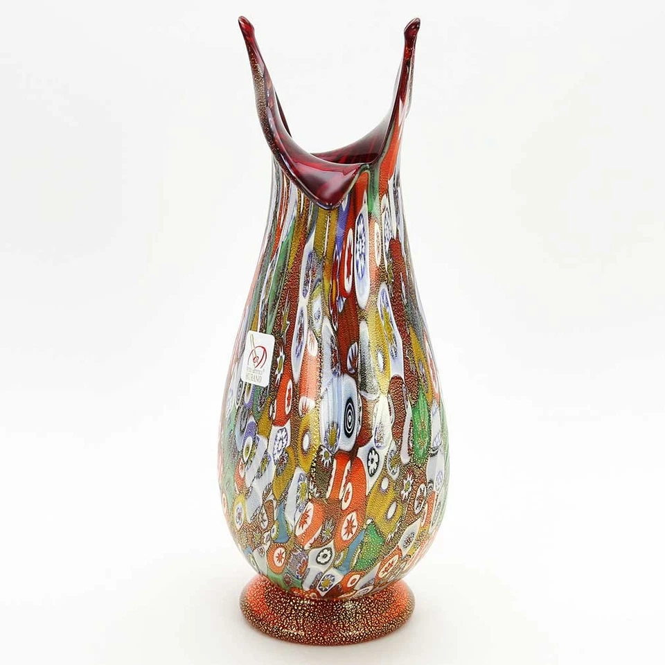 Jarrón dorado GlassOfVenice de cristal de Murano Millefiori - Flor en flor Foto 3 de 4