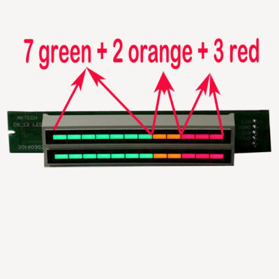 Dual 12 LED Level Indicator VU Meter Music Sound Audio Display Analyzer DIY