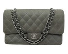 SAC A MAIN CHANEL TIMELESS CLASSIQUE BANDOULIERE TOILE GRISE HANDBAG PURSE 9250€