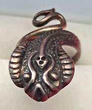 Vintage Sterling Silver Snake Ring Bypass Ring NOS Nice Detailed Snake Head