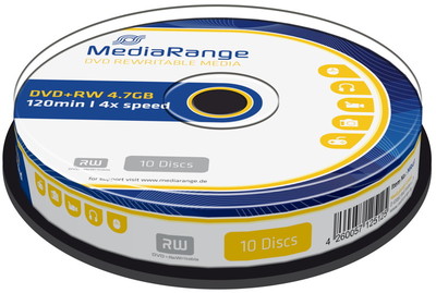 50 Mediarange Rohlinge DVD+RW 4,7GB 4x Spindel