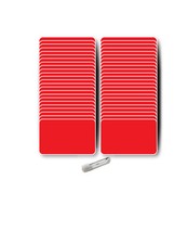 NAME BADGE KIT U 50 BLANK TAGS CLEAR LABELS PINS 2X3 RED WHITE 1/8" ROUNDED