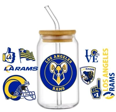 NEW Los Angeles Rams Football UV DTF Transfer Sticker Wrap For DIY Cups Bottles