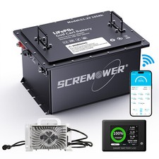 Bluetooth 48V 105Ah LiFePO4 Golf Cart Lithium Battery 200A BMS w/Monitor Charger