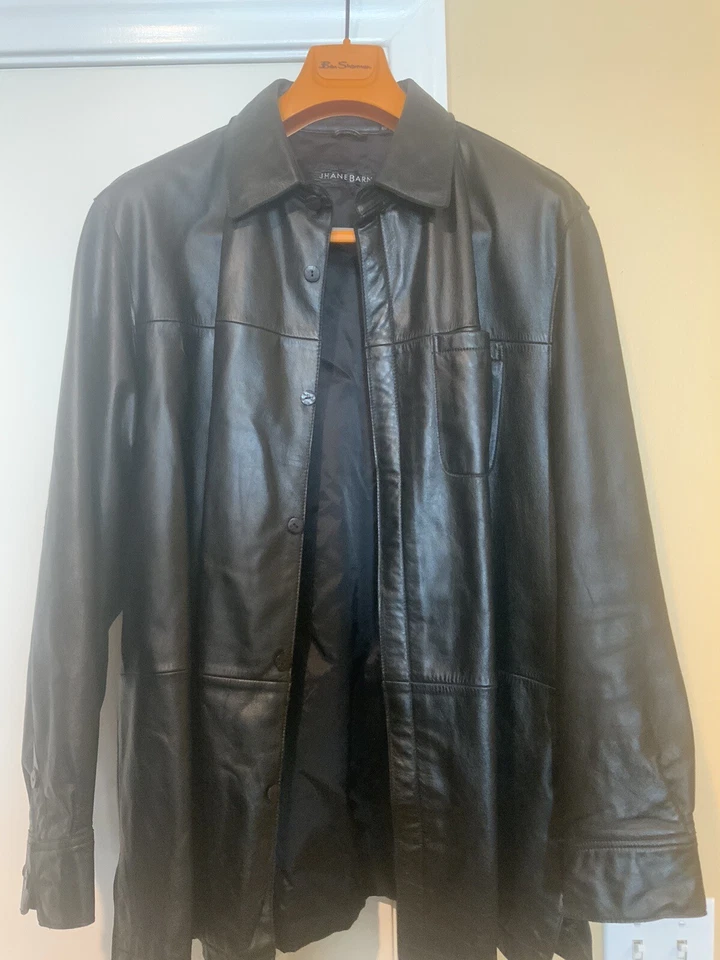 Jane Barnes 男式 3/4 长度皮大衣限量款式和尺寸, — 第 2/4 张图片