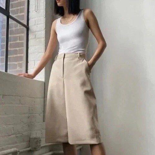 ARITZIA Babaton Vegan Leather Wide Leg Culottes Soft Sand Sz. 6