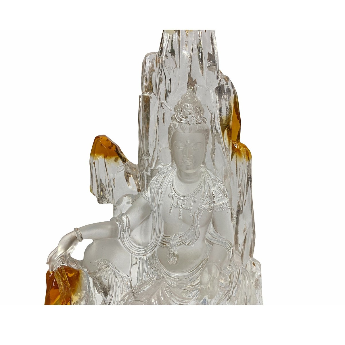 Crystal Glass Liuli Pate-de-Verre White Clear Kwan Yin Bodhisattva Statue ws1808S Crystal Glass Liuli Pate-de-Verre White Clear Kwan Yin Bodhisattva Statue ws1808S