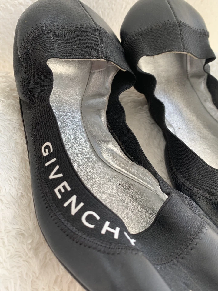 Bailarina negra GIVENCHY PARIS talla 38 IT / 8 EE. UU. cuero hecha en Italia Foto 4 de 4