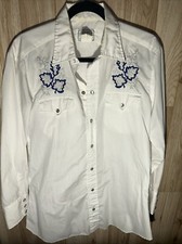 Vintage H Bar C Ranchwear Shirt Men 15.5 33 Floral Pearl Snap Carolina Western