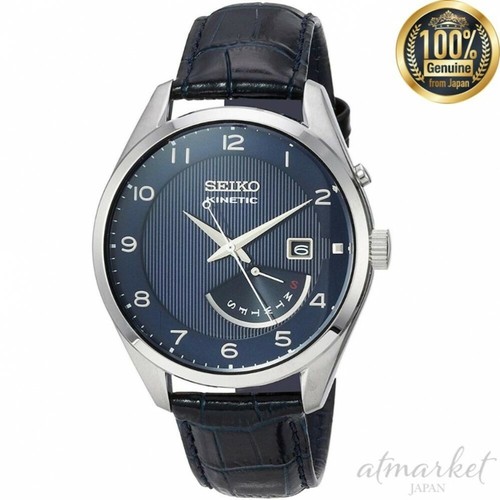 SEIKO SRN061P1 Watch KINETIC Men's Navy Band leather genuine from JAPAN NEW  | eBay