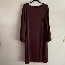Talbots Women SZ XL Burgundy Open Long Slit Sleeve Pullover Sheath Dress NWT