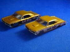 (2) MoDEL MoToRING Tiger Pontiac GTO's T-jet HO Scale Slot Car Body -Aurora RRR