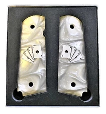 1911 fits Colt & Clones GRIPS ACES White Mother of Pearl IMOP #1 2021  "ALL IN"