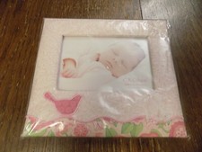 C.R. Gibson Photo Frame Emma 4X6 Pink leaves floral Embroidered Trim Bird SWEET 