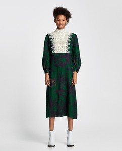 zara green linen dress