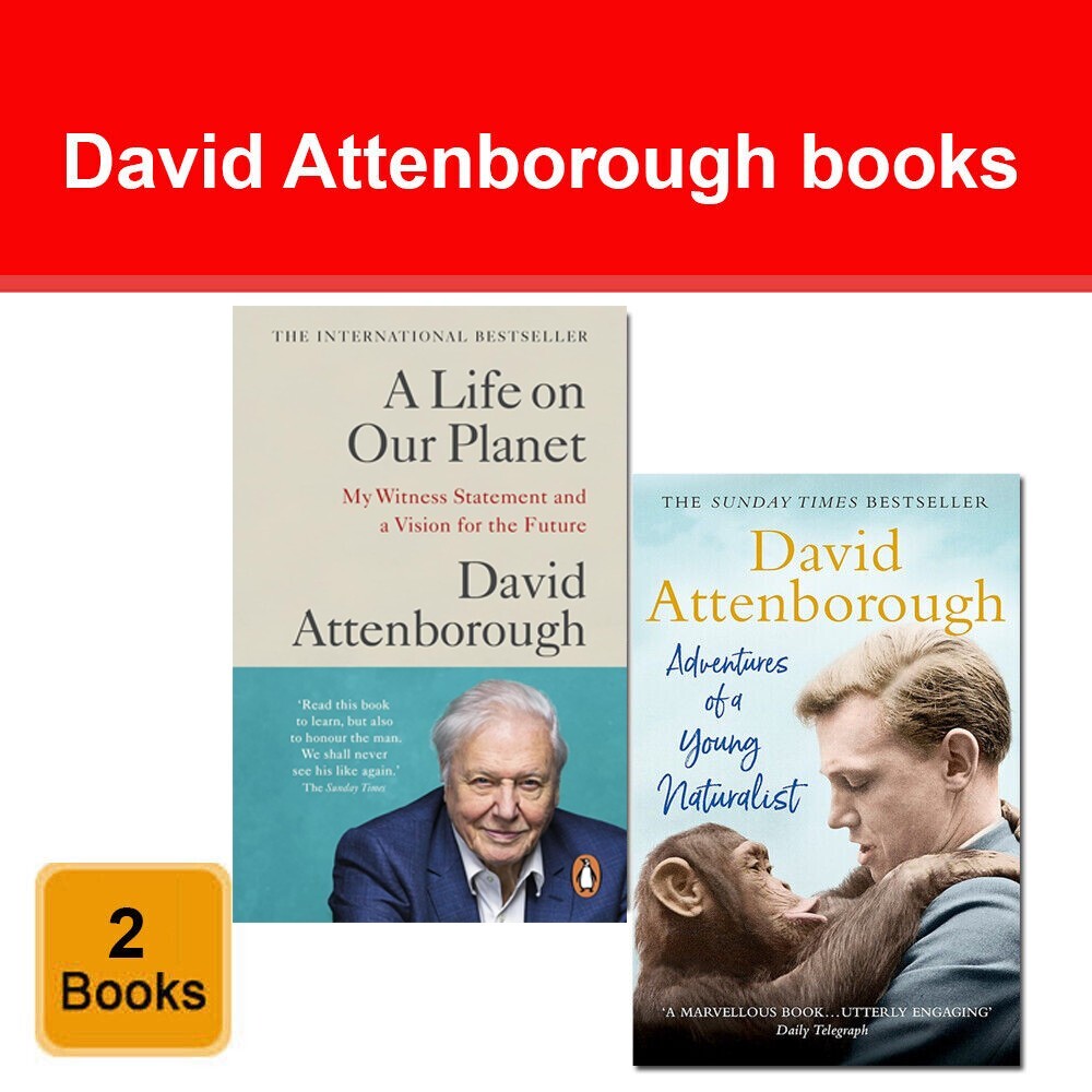 David Attenborough 2 Books Life on Our Planet, Adventures of a Young Naturalist