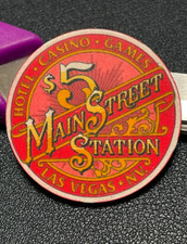 VINTAGE $5 MAIN STREET STATION POKER CHIP CASINO CHIP LAS EVGAS NEVADA GAMBLING 