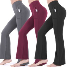 Women's Boot-Cut Yoga Pants Tummy Control Workout Wide Leg Yoga Stretch Flare AS