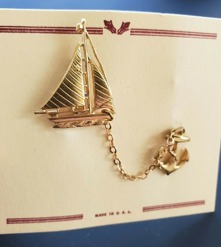 Spilla Vintage - Spilla Maglione Barca a Vela Nautica e Ancoraggio - Made in USA - Foto 8 di 9