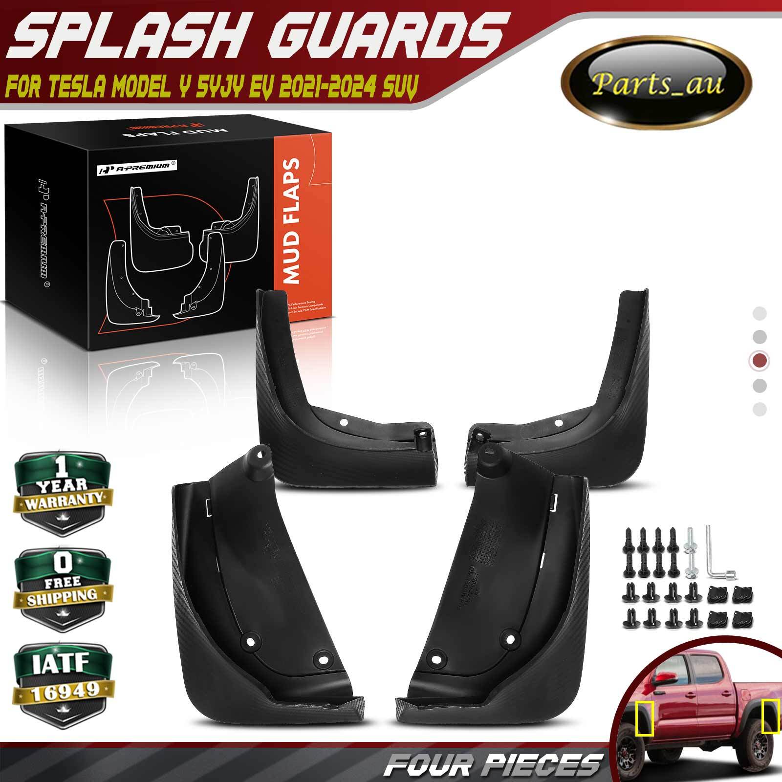 4x Front & Rear Splash Guards Mud Flaps for Tesla Model Y 5YJY EV 2021-2024 SUV