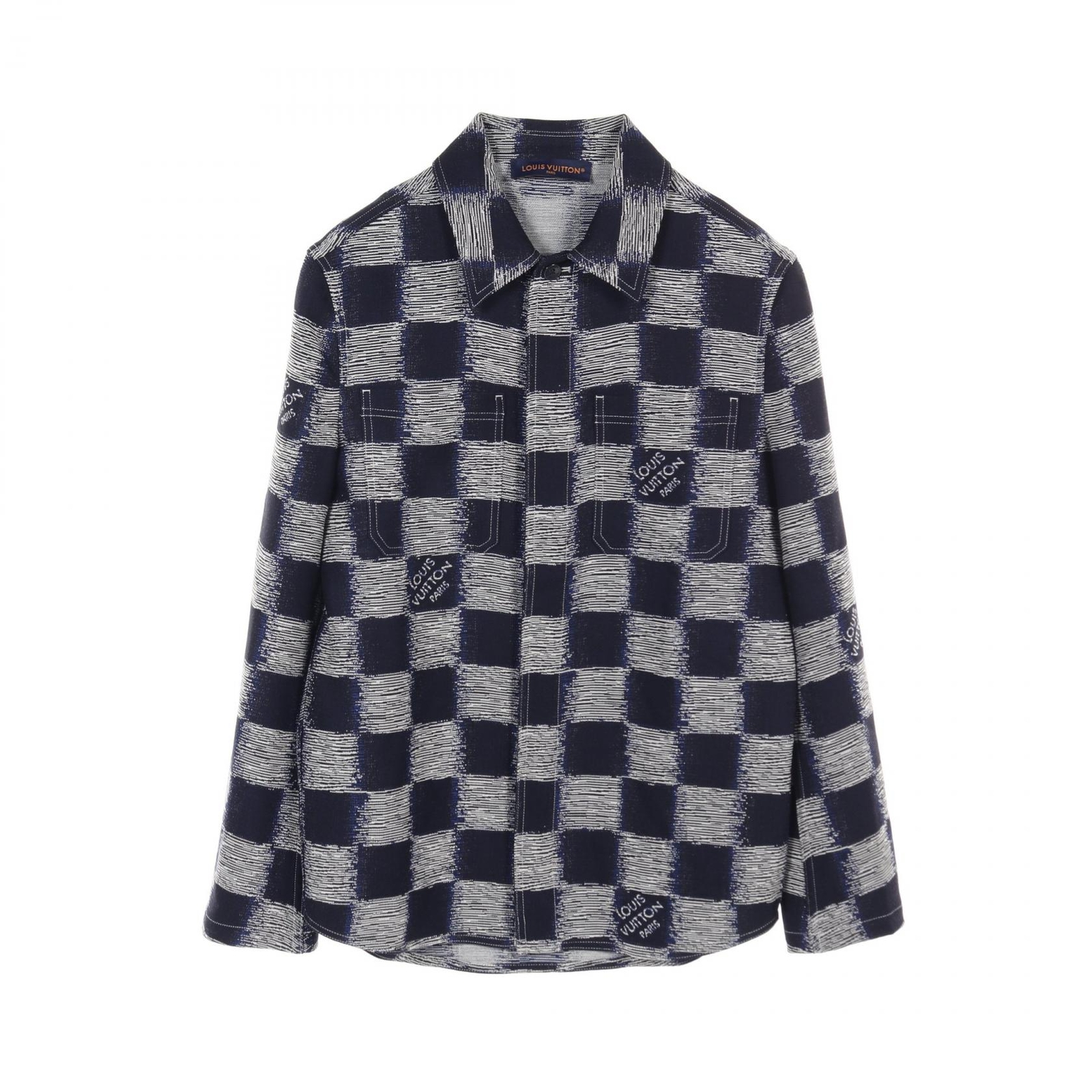 ALTRA LOUIS VUITTON Damier camicia giacca RM241M FVD HQS04W lana grigio navy usat u