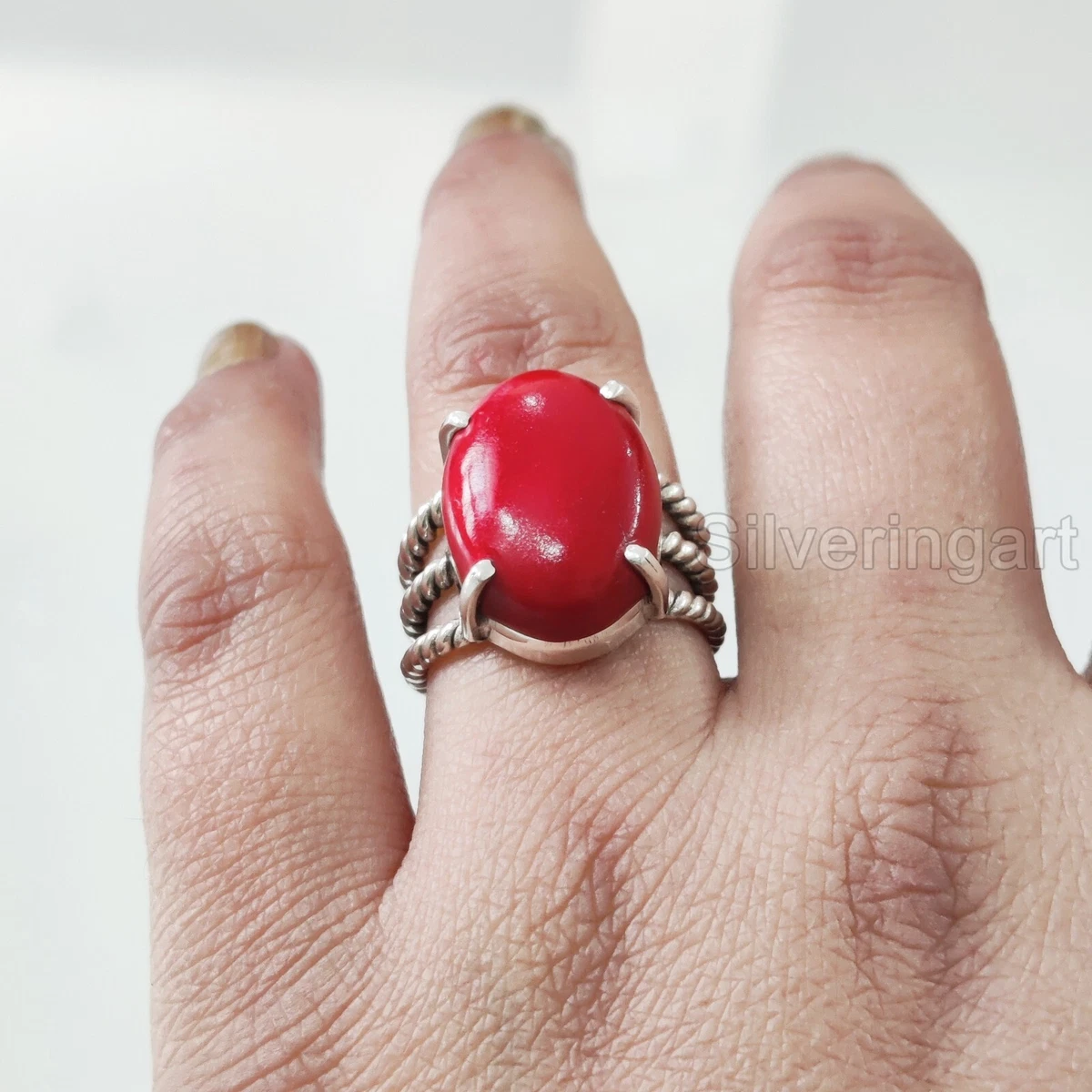 Fine 18K Gold Mediterranean Red Coral Ring – Boylerpf