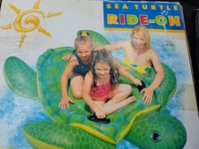 Vtg. Y2K Intex The Wet Set Inflatable Sea Turtle Ride-On Pool Float NEW 71x62"
