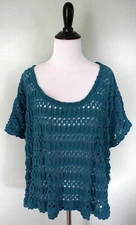 SANCTUARY Clothing Blue Knit Eyelet Sweater Top Layer Shirt Oversized Size S