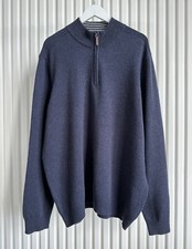 Marks and Spencer Men's Collared Zip Sweater Jumper 100 Wool Size M