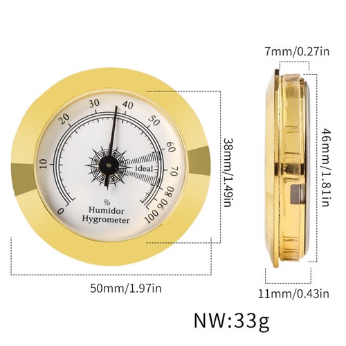 Digital Cigar Humidor Hygrometer Thermometer Temperature Round Gauge New - Foto 9 di 11