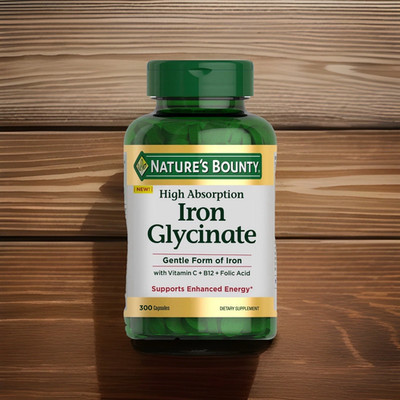 Nature's Bounty Iron Glycinate 300 Count HIGH ABSORPTION 28mg Capsules EXP 03/28