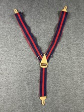 Levis Suspenders Mens One Size Red Blue Stripe Elastic Y Back Button Braces