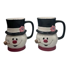 2 Rae Dunn Frosty The Snowman 3D Mug 16oz Ceramic Christmas Collectible Cup