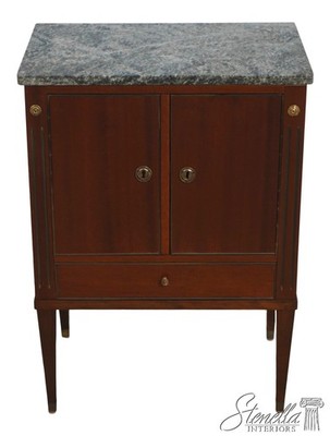 72737: French Style 2 Door 1 Drawer Marble Top Pot Cabinet